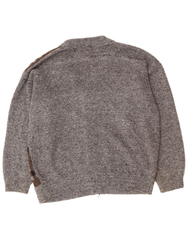 Pulover cardigan pentru bărbați VINTAGE 2XL gri Argyle/Diamond Acrylic