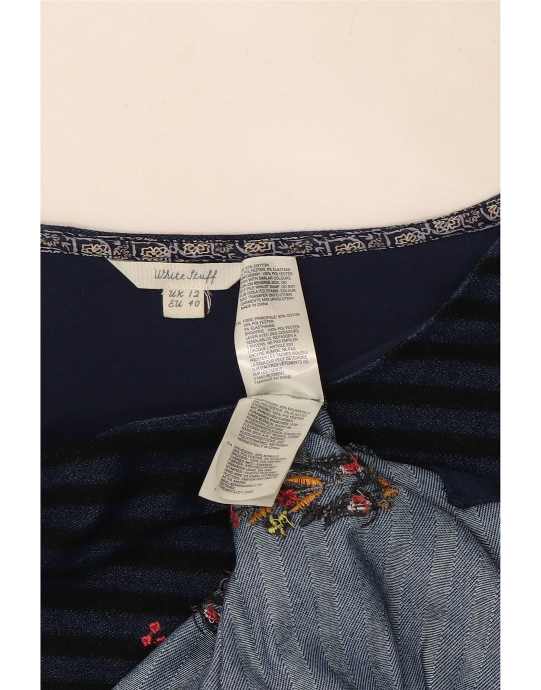 White Stuff Rochie schimbătoare pentru femei cu mâneci 3/4 UK 12 Medium bleumarin cu dungi