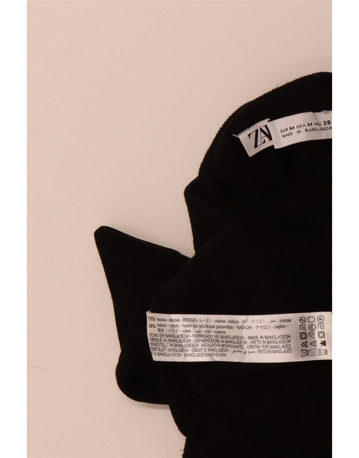 Pulover de damă ZARA cu decolteu rotund din viscoză neagră medie UK 12