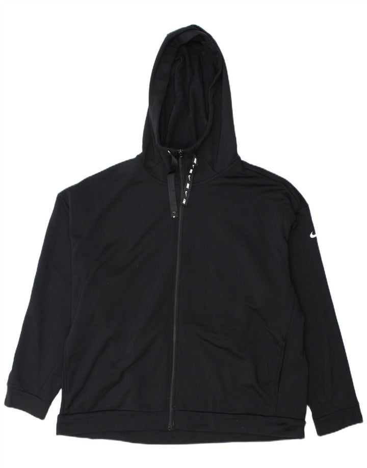 Pulover Nike cu capota supradimensionat cu fermoar pentru femei UK 16 Poliester negru mare