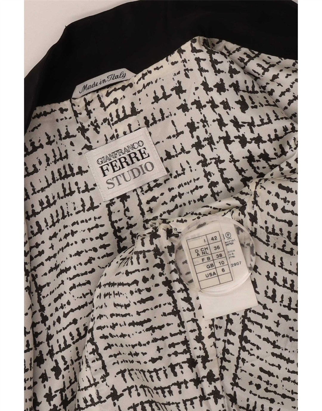 Jachetă Blazer deschisă pentru femei Gianfranco Ferre UK 10 Acetat negru mic