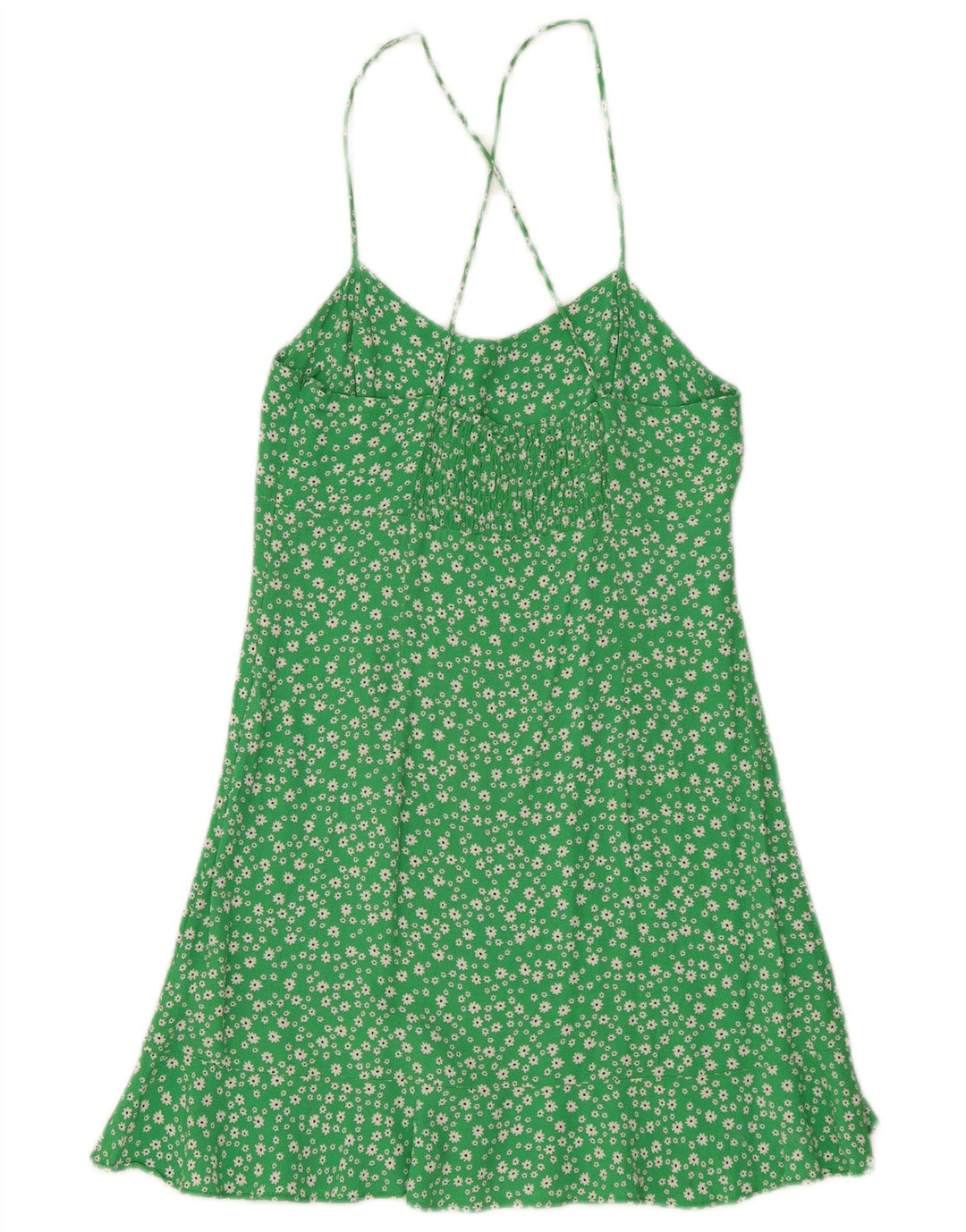Rochie de soare pentru femei Zara UK 12 Medium Green Floral Viscose
