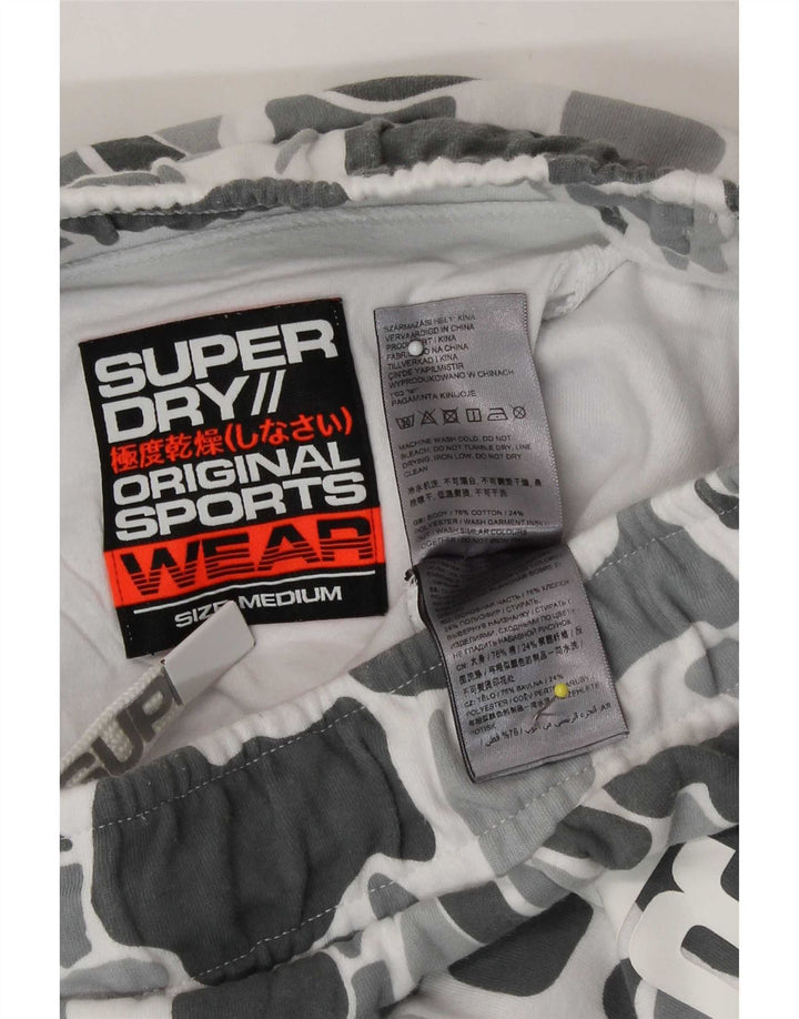 Pantaloni scurți sport grafic Superdry pentru bărbați, bumbac camuflaj, gri mediu