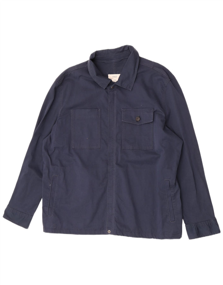 Cămașă pentru bărbați Marks & Spencer, 3XL, bumbac bleumarin