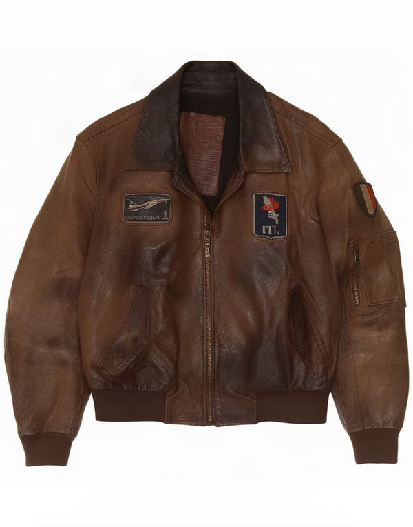 Vintage Mens Flight Geacă din piele IT 50 Large Brown