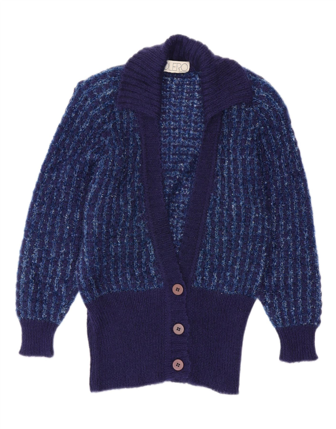 Pulover cardigan pentru femei VINTAGE IT 44 Medium bleumarin cu dungi