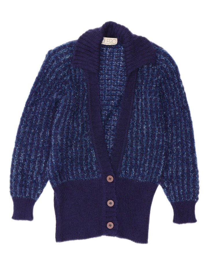 Pulover cardigan pentru femei VINTAGE IT 44 Medium bleumarin cu dungi