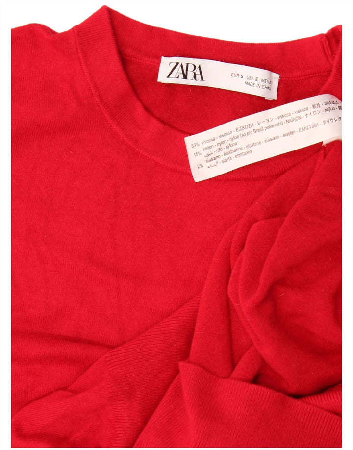 Pulover pentru damă Zara cu gât roșu mic, viscoză, UK 10