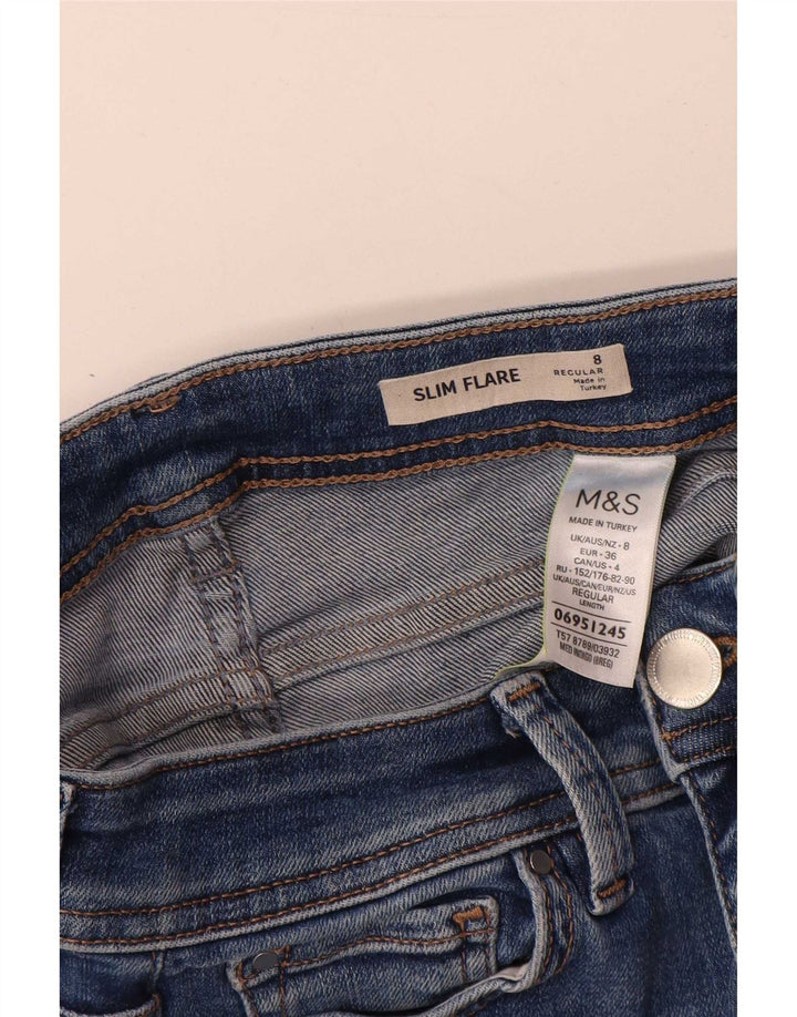 Marks & Spencer blugi subțiri evazați pentru femei UK 8 mic W26 L34 albastru bumbac