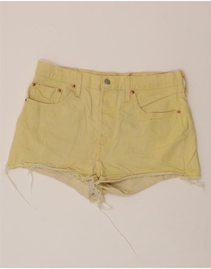 Pantaloni scurți din blugi 501 pentru femei LEVI'S W32, bumbac galben mare