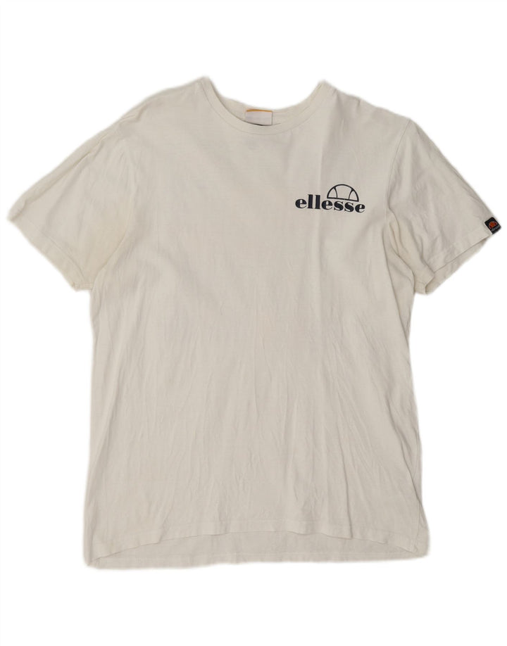 Tricou cu grafic pentru femei Ellesse, UK 14, bumbac alb mediu