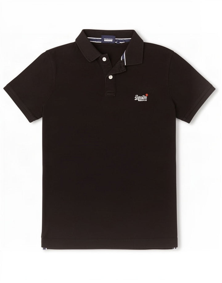 Tricou polo pentru bărbați Superdry, bumbac mediu negru