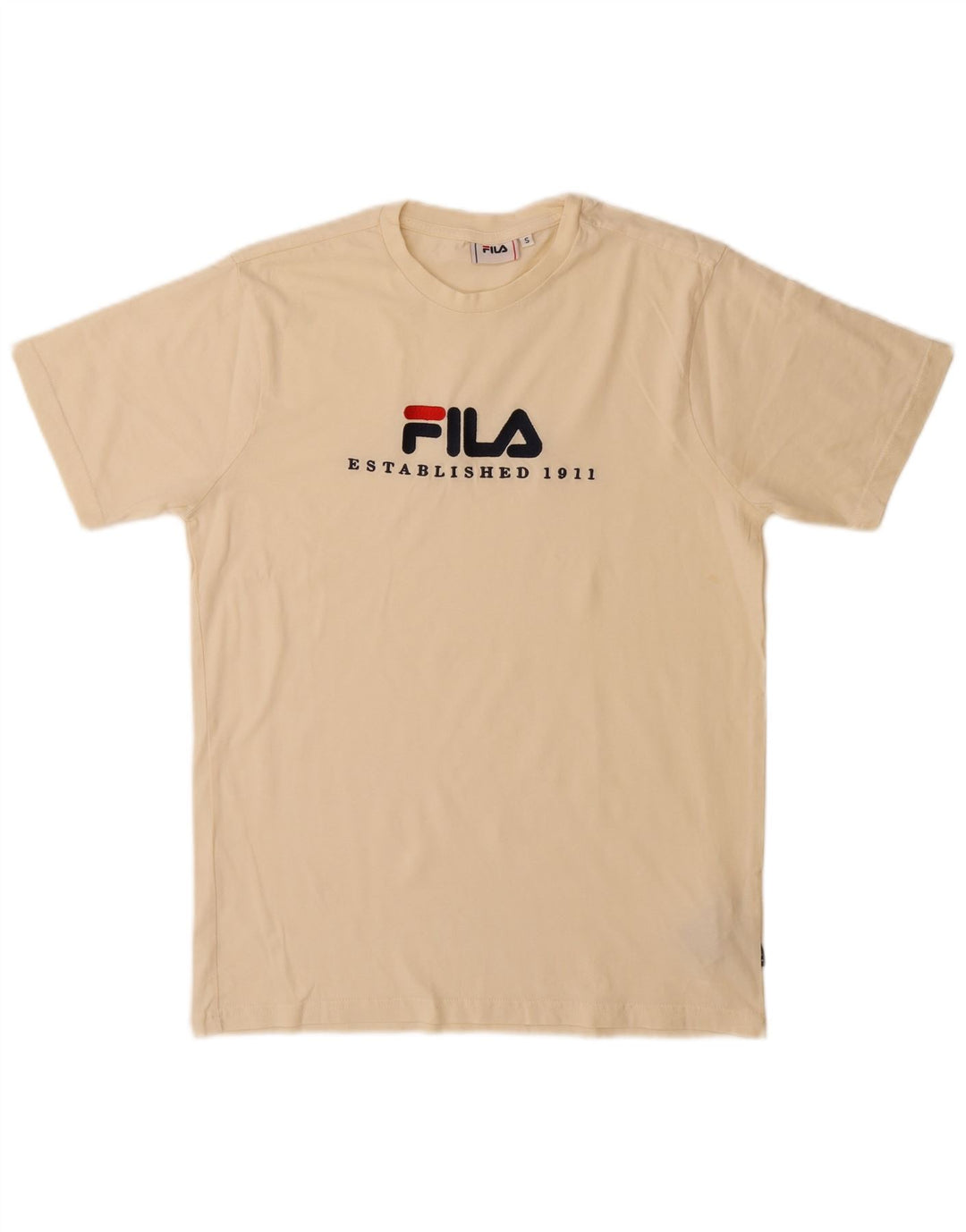 Tricou grafic Fila pentru bărbați Top mic, bej, bumbac