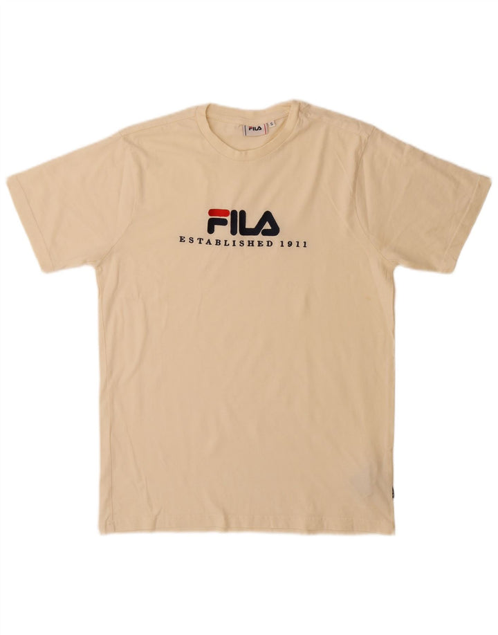 Tricou grafic Fila pentru bărbați Top mic, bej, bumbac