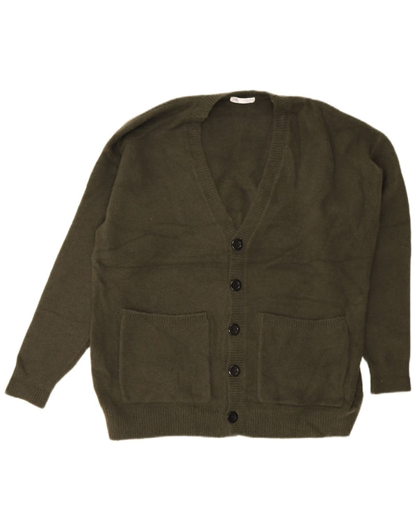 Pulover cardigan pentru bărbați Zara, mare, kaki, acrilic