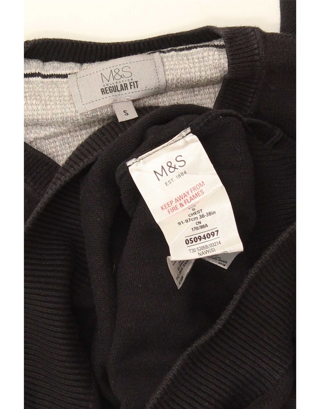 Pulover cu decolteu în V pentru bărbați Marks & Spencer, bumbac mic, negru