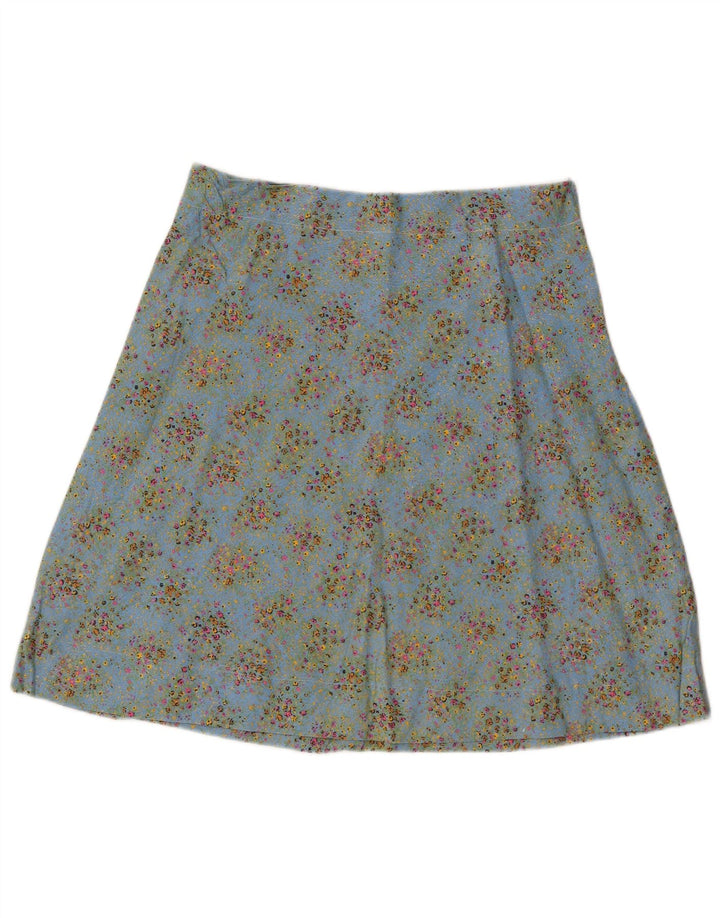 Fustă A-Line Vintage pentru femei W34 Mare Albastru Floral