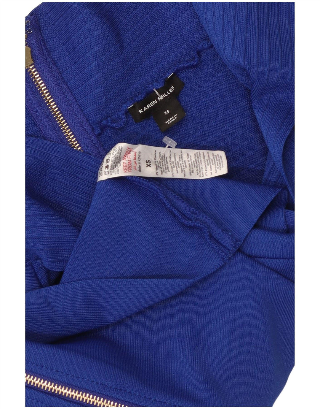Bluză Karen Millen pentru femei, cu umăr dezactivat, UK 4 XS, poliester albastru