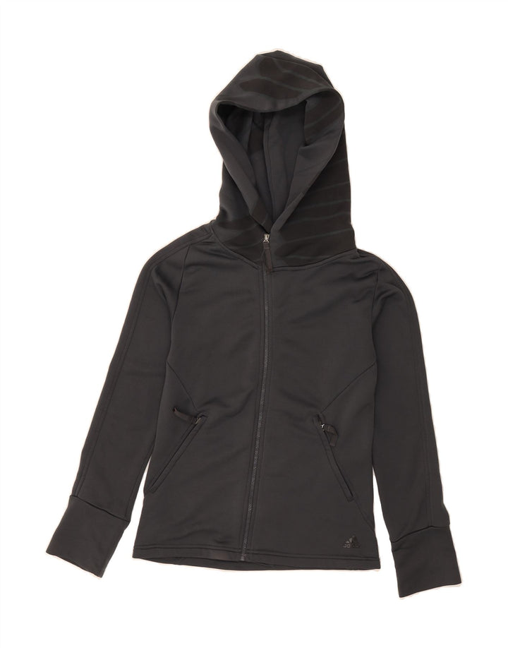 ADIDAS Womens Zip Hoodie Sweater UK 10 Small Grey Vintage Adidas and Second-Hand Adidas from Messina Hembry 