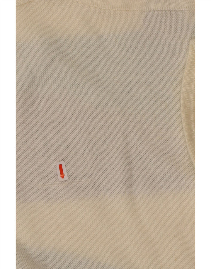 CANDA Womens Boat Neck Jumper Sweater EU 42 Large White Colourblock