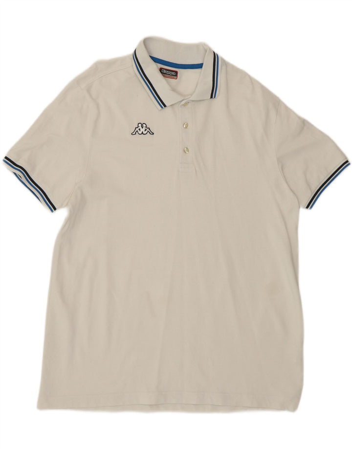 KAPPA Mens Polo Shirt 2XL White Cotton Vintage Kappa and Second-Hand Kappa from Messina Hembry 