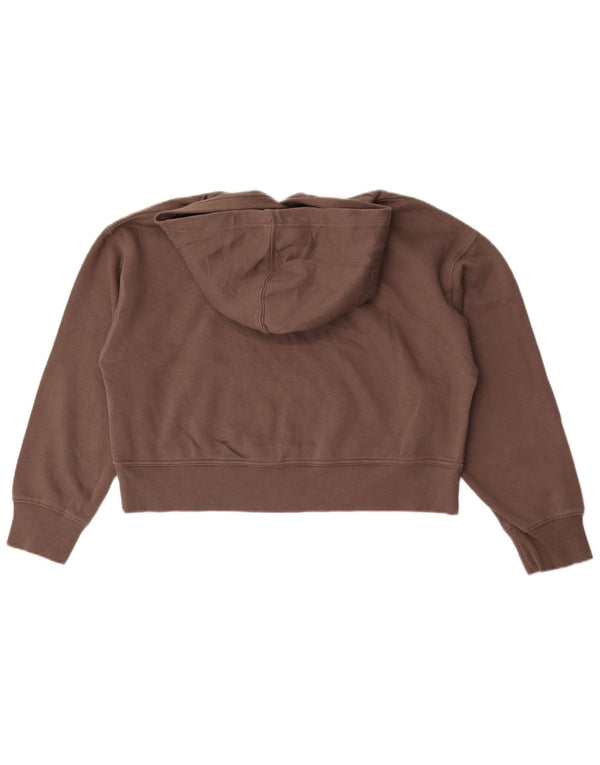 Pulover cu glugă supradimensionat pentru femei Zara UK 14, bumbac maro mediu