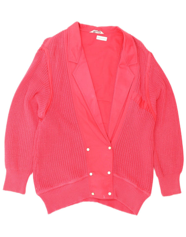 Pulover cardigan Vintage pentru femei la dublu piept IT 42 Roz mediu