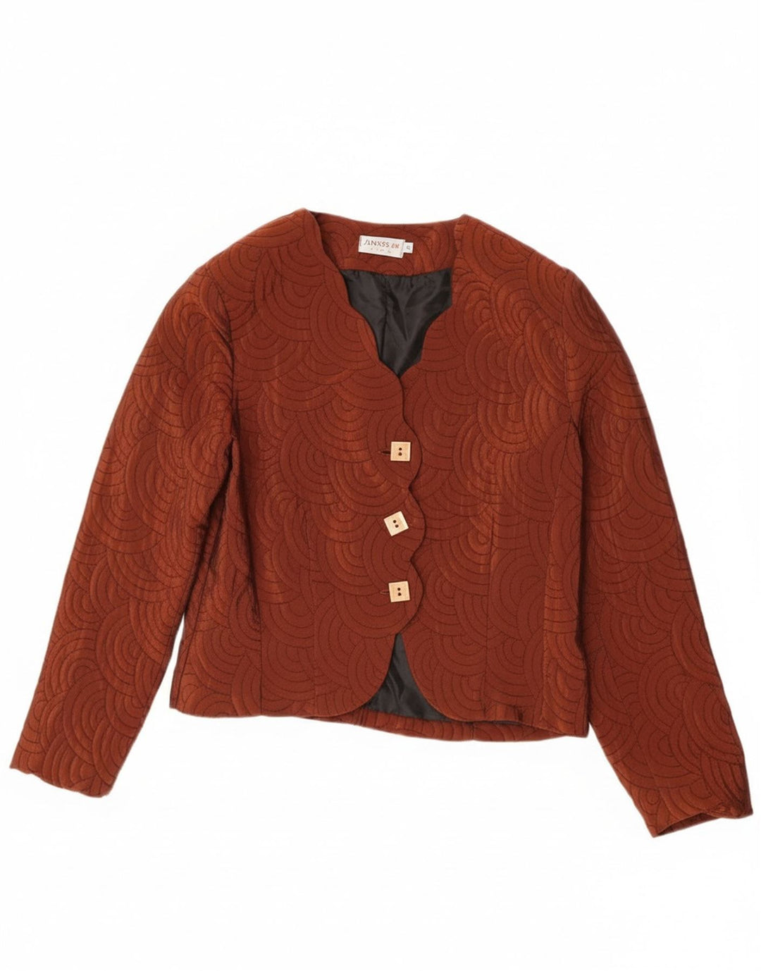 Jachetă vintage pentru femei cu 3 nasturi din acetat geometric maro mediu UK 14