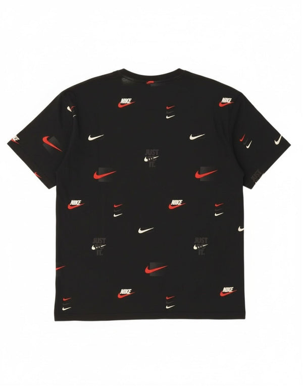 Tricou grafic Nike pentru bărbați, cu croiala lejeră Top mare, negru, bumbac