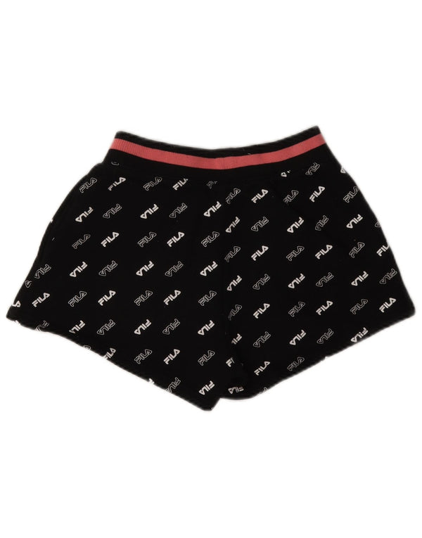 Pantaloni scurti sport grafic Fila pentru femei UK 6 XS poliester negru