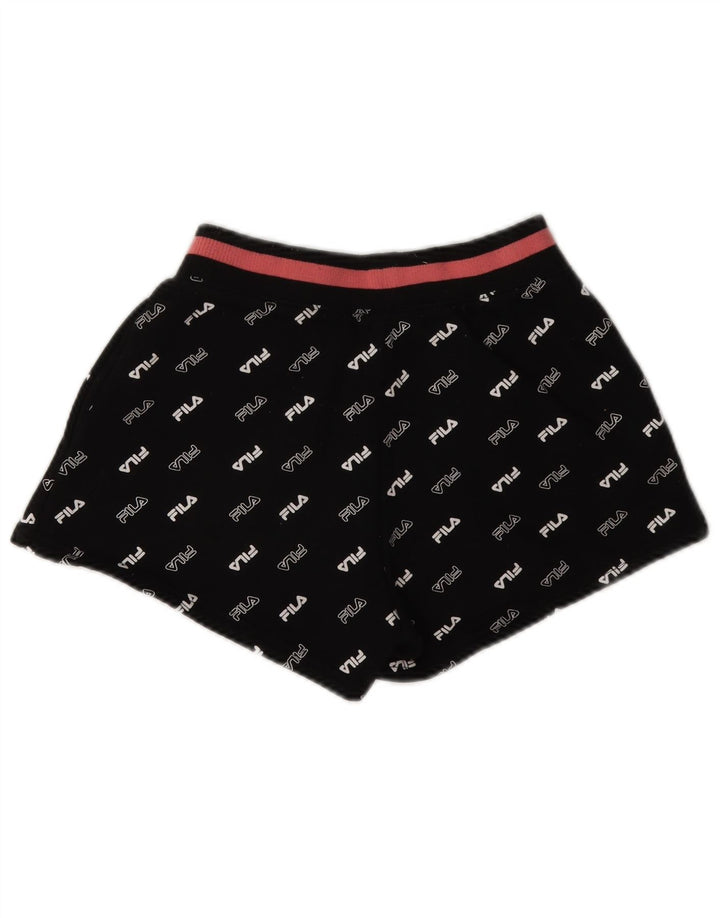 Pantaloni scurti sport grafic Fila pentru femei UK 6 XS poliester negru