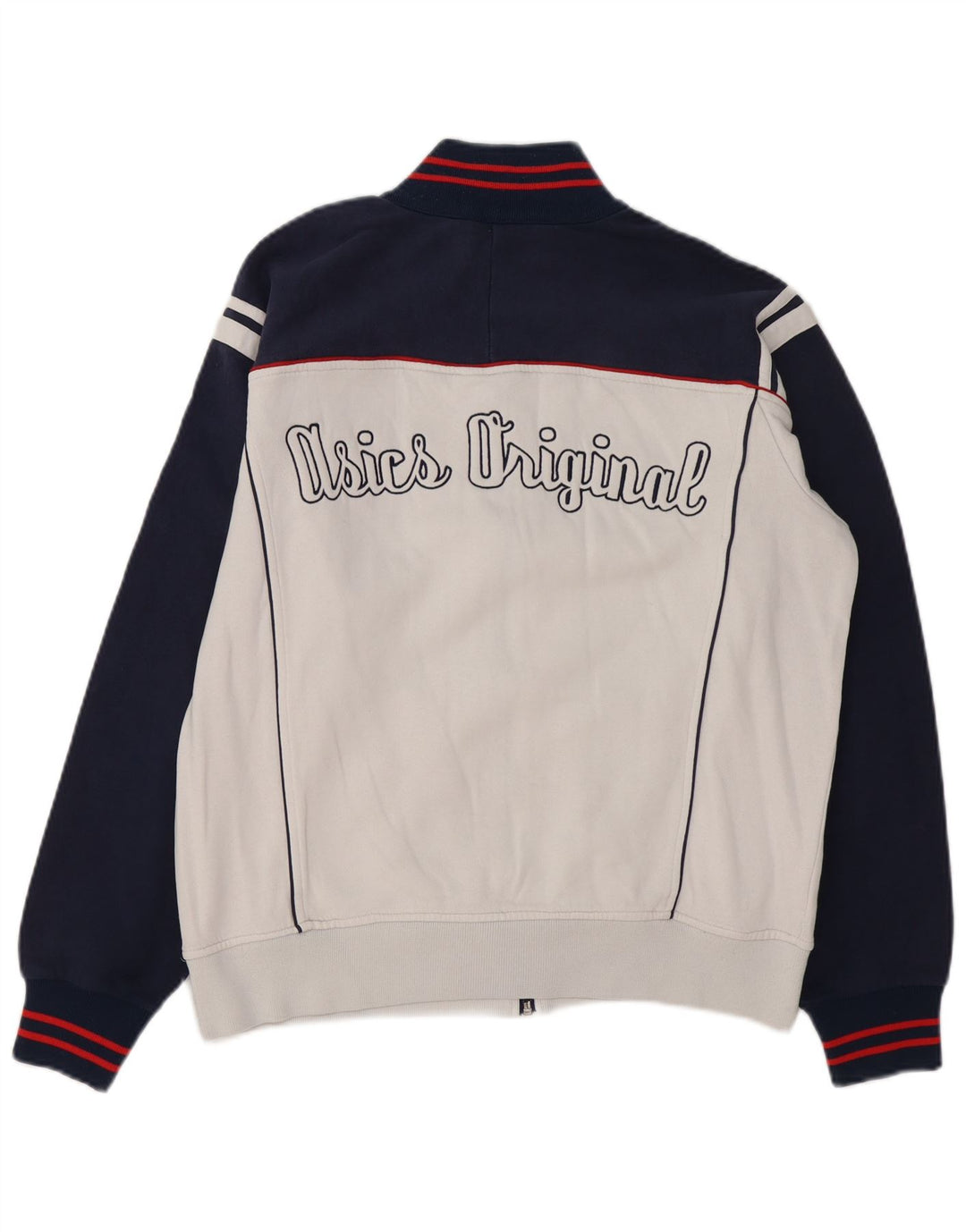 Jachetă de top pentru trening grafic ASICS pentru bărbați, mare, albă, bloc de culoare