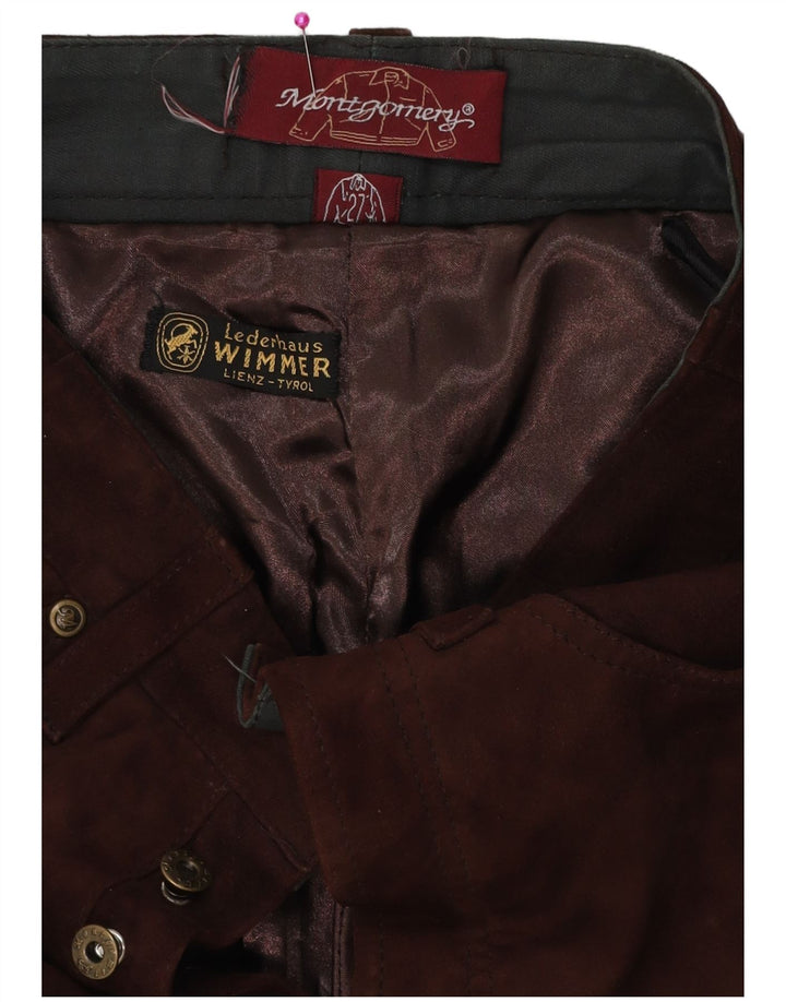 MONTGOMERY Pantaloni drepti din piele intoarsa pentru femei W27 L29 piele maro