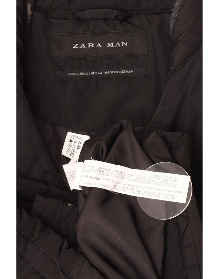 Jachetă matlasată pentru bărbați Zara UK 40 Poliester negru mare