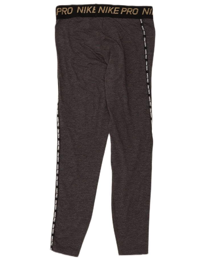 Leggings NIKE Dri Fit Graphic pentru femei UK 12 Medium Gri Colorblock