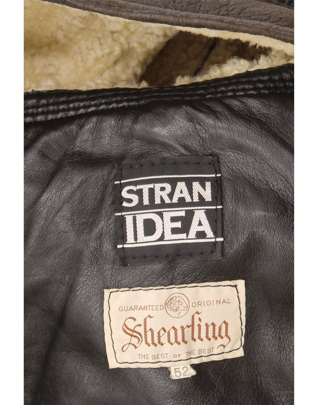 Jachetă vintage bărbătească din shearling IT 52 XL din piele maro