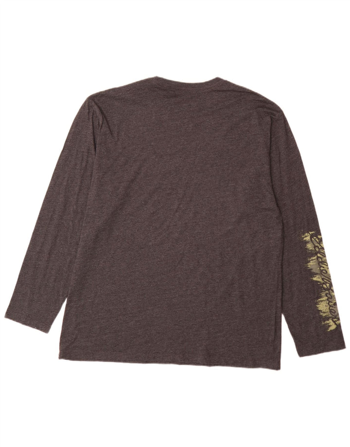 Eddie Bauer Top grafic pentru bărbați cu mânecă lungă mare, gri bumbac cu pete
