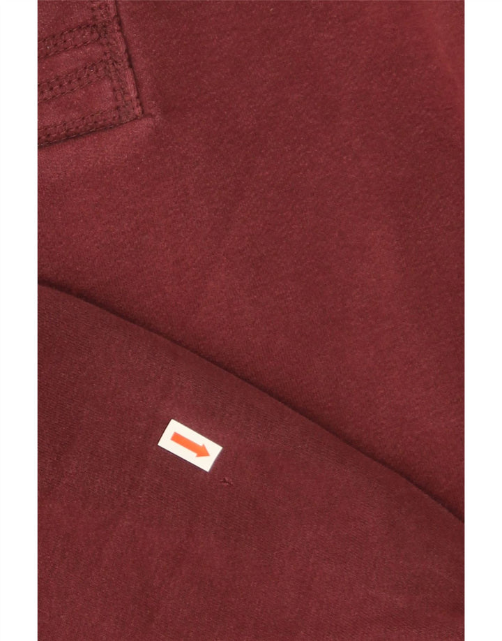 Pulover Superdry pentru bărbați, cu gât cu nasturi, bumbac mediu burgundă