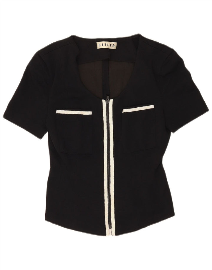 Bluză cămașă cu mânecă scurtă pentru femei Seeler EU 36 Small Black Viscose