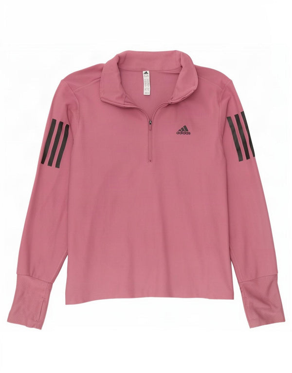 Adidas pentru femei Aeroready Zip Neck Pullover Trening Top UK 4/6 XS roz