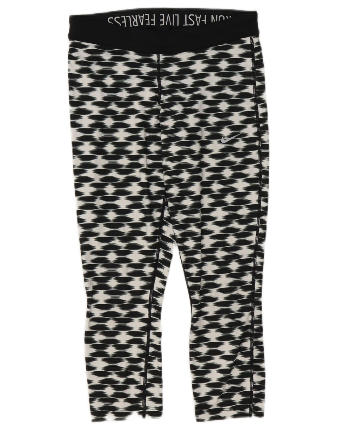 Leggings capri Nike Dri Fit pentru femei UK 10 Small Black Geometric