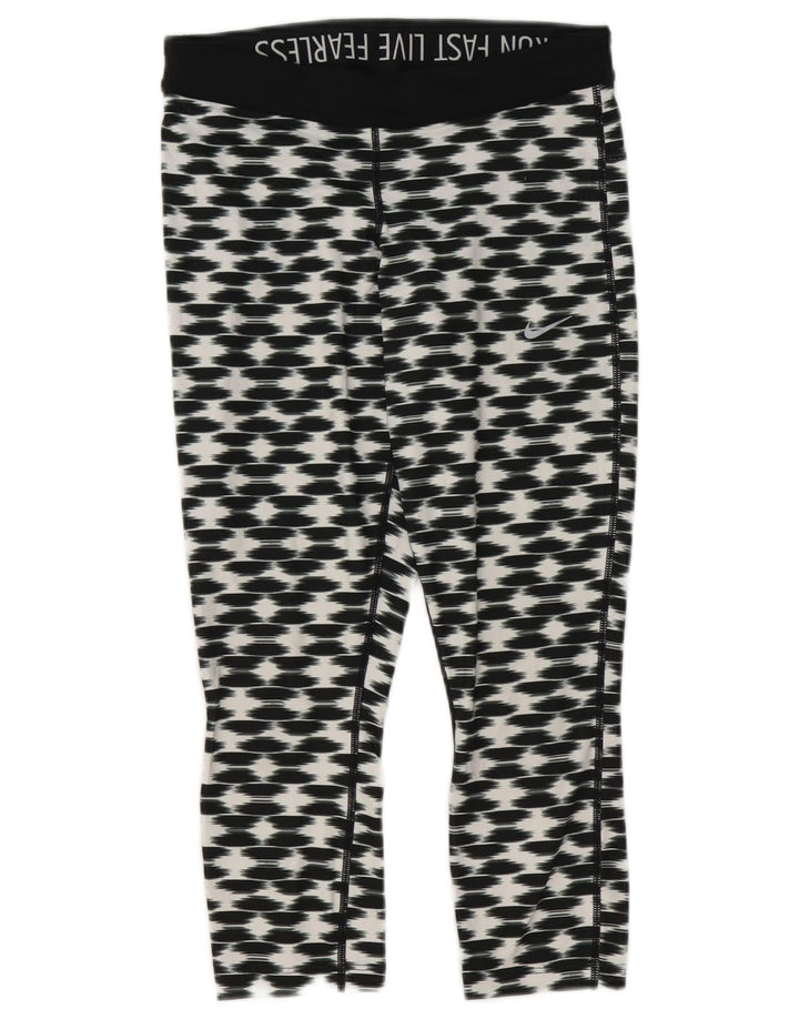 Leggings capri Nike Dri Fit pentru femei UK 10 Small Black Geometric