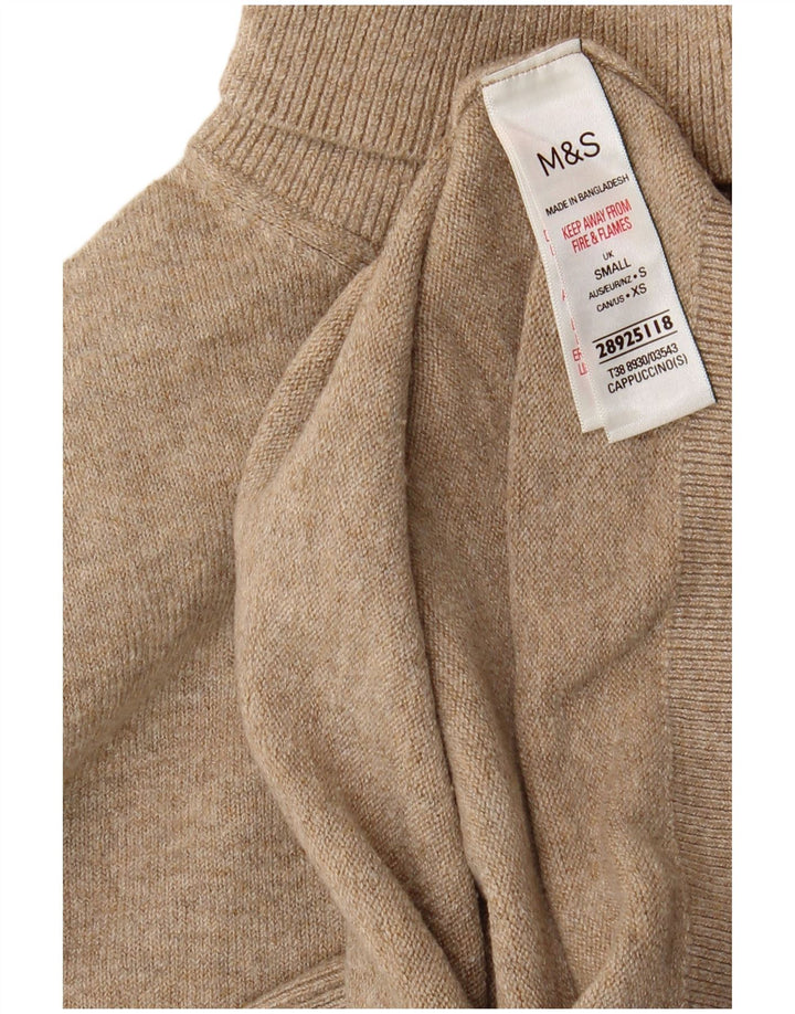 Pulover pentru femei Marks & Spencer cu gât rulat, poliester mic, bej, UK 10