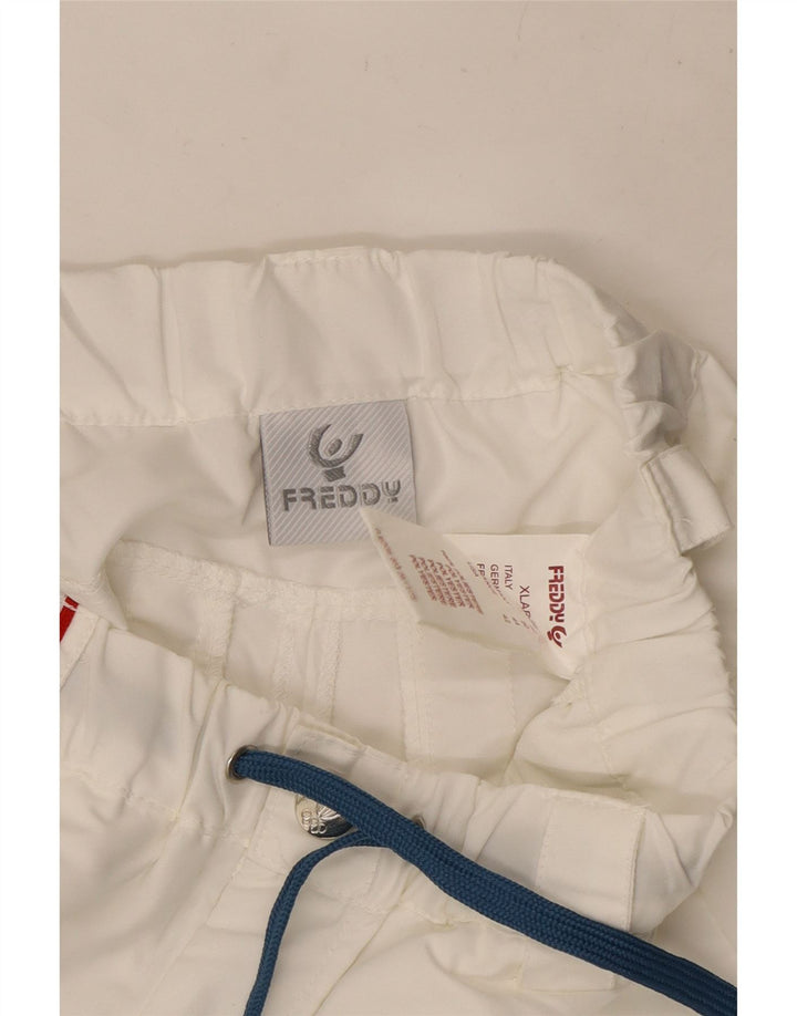 Pantaloni de trening Italia pentru femei Freddy Pantaloni de jogging Poliester alb mediu