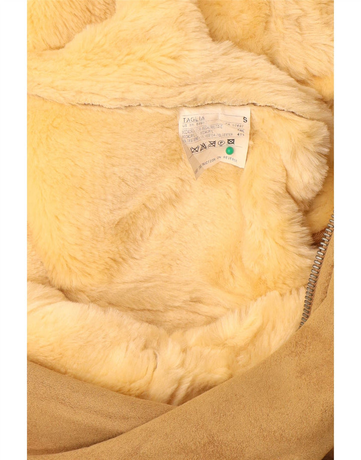 BENETTON Pardesiu Sherpa pentru femei UK 10 Mic Bej Modacril