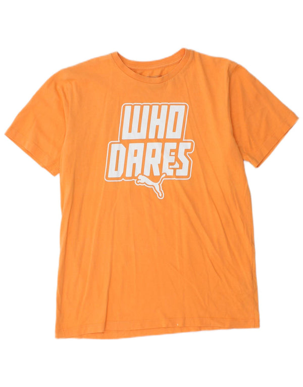 Puma Boys Daren Graphic T-Shirt Top 13-14 Years Orange Cotton