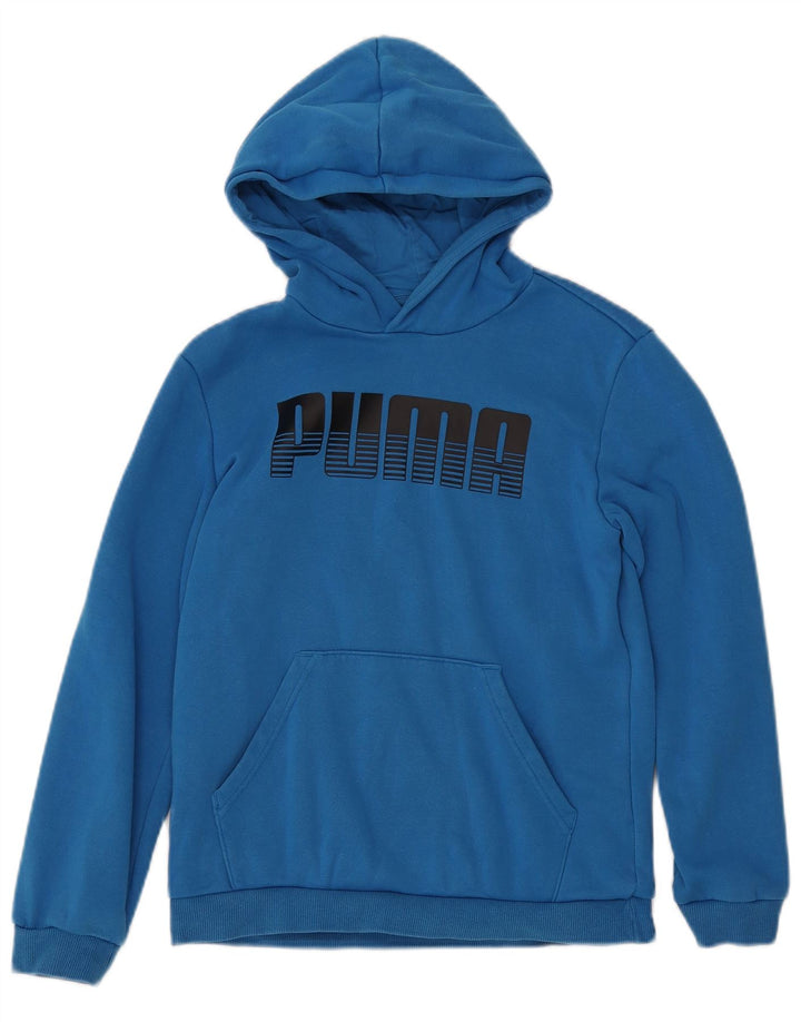Pulover pentru fete PUMA Graphic Hoodie 13-14 ani, bumbac albastru