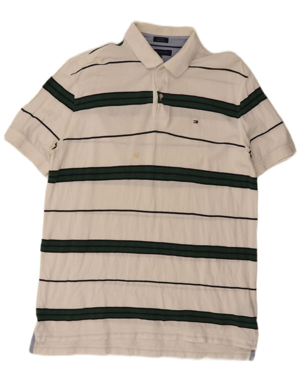 Tricou polo Tommy Hilfiger, personalizat, XL, bumbac cu dungi albe