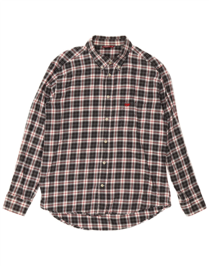 CARRERA Mens Flannel Shirt XL Black Check Cotton