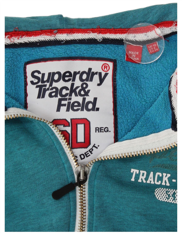Pulover Superdry pentru femei, cu fermoar, din bumbac turcoaz, UK 10